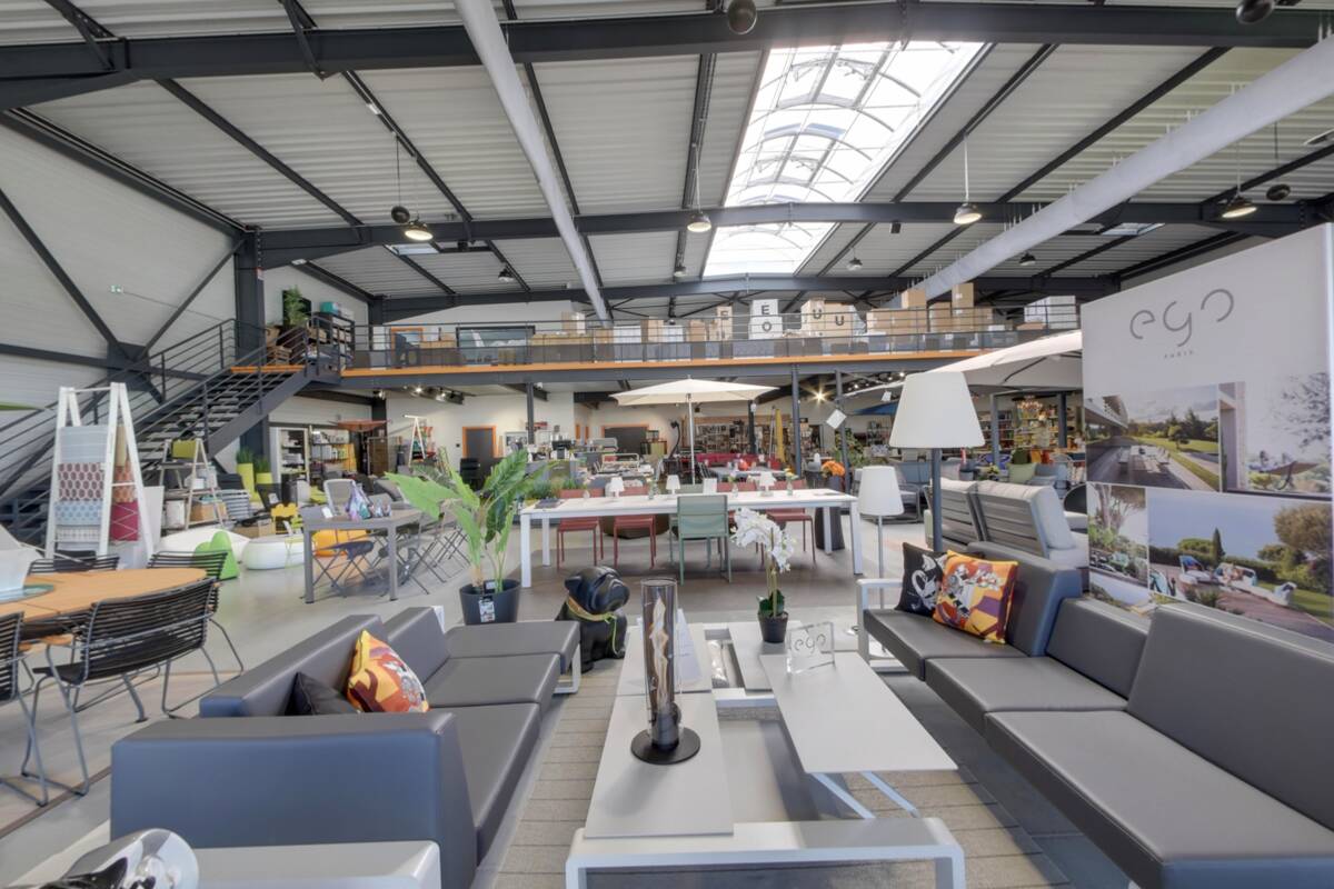 Garden furniture staged in the showroom